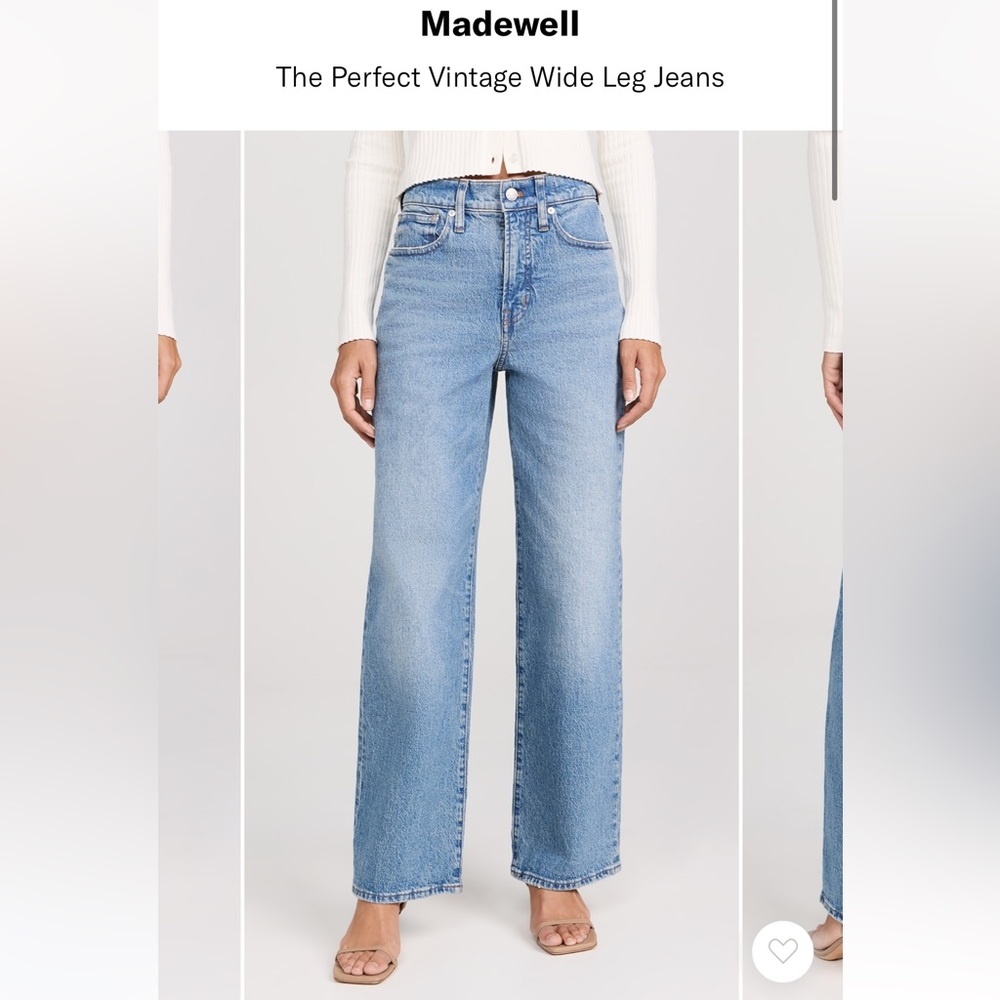 Madewell Perfect Vintage Wide-Leg Jeans Womens 26T Blue Denim